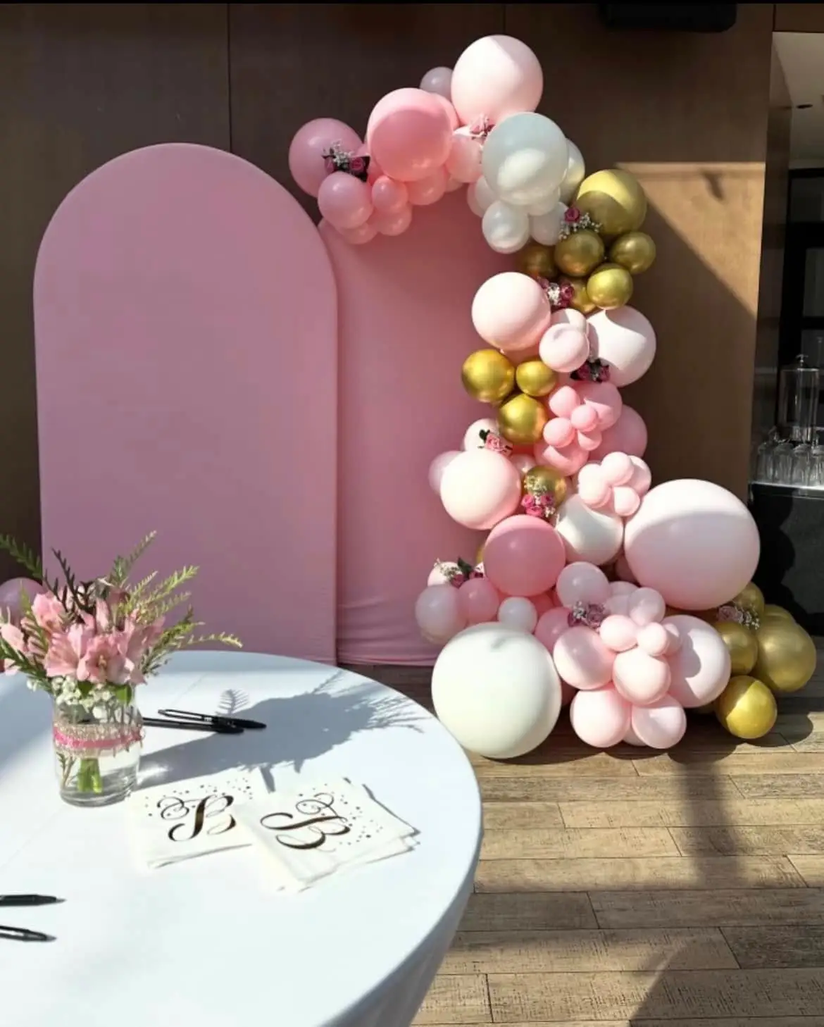 Baby shower balloon decor in Chicago with elegant celebration styling